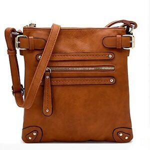 Multi Pocket Large Crossbody Purse by Myztique. Vegan Leather